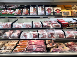 Meat display at grocery store