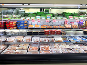 Chicken and prepared foods section at grocery store
