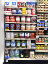 Jumbo size pantry items display at grocery store
