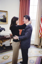 U.S. President Ronald Reagan with his daughter Patti Davis in the Oval Office of the White House,