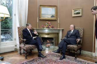 U.S. President Ronald Reagan's first meeting with Soviet General Secretary Mikhail Gorbachev at