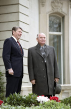 U.S. President Ronald Reagan's first meeting with Soviet General Secretary Mikhail Gorbachev at