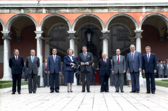 Prime Minister of Belgium Wilfried Martens, President of the European Commission Jacques Delors,
