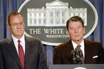 U.S. President Ronald Reagan announcing the nomination of Judge Anthony Kennedy as Associate