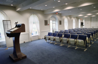 Empty White House press room, Washington, D.C., USA, President Ronald Reagan White House
