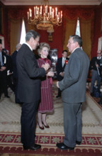 U.S. President Ronald Reagan and U.S. First Lady Nancy Reagan with Andrei Gromyko, Minister of
