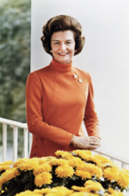 U.S. First Lady Betty Ford, half-length portrait, White House balcony, Washington, D.C., USA,