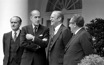 French Minister of Foreign Affairs Jean Sauvagnargues, President Valery Giscard d'Estaing of