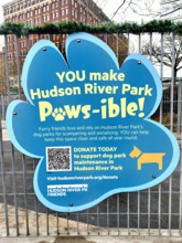 Sign for Hudson River Park dog park, Tribeca, Manhattan, New York City, New York, USA