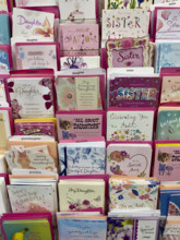 Display of Valentine's Day cards, Duane Reade retail store, Tribeca, Manhattan, New York City, New