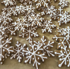 Homemade snowflake gingerbread cookies