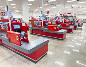 Check-out counters, Target Department Store, Boca Raton, Florida, USA