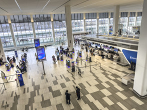 Delta Airlines terminal, interior view, LaGuardia Airport, Queens, New York City, New York, USA