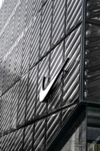 Nike House of Innovation retail store, building exterior detail, 650 Fifth Avenue, Manhattan, New