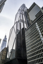 JPMorgan Chase office building, building exterior and street scene, low angle view, 270 Park
