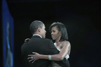 U.S. President Barack Obama and U.S. First Lady Michelle Obama dancing at Home State Inaugural
