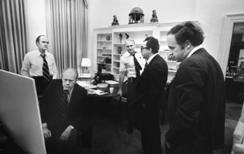 U.S. President Gerald R. Ford monitoring evacuation of American citizens from Beirut, Lebanon from