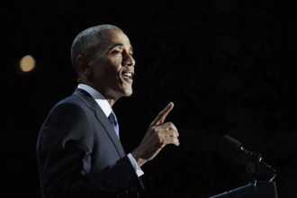 U.S. President Barack Obama delivering his farewell address, McCormick Place Convention Center,