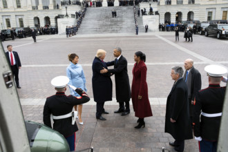 Former U.S. President Barack Obama and former U.S. First Lady Michelle Obama bid farewell to U.S.