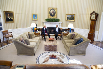 U.S. President Barack Obama meeting with U.S. President-elect Donald Trump in the White House Oval