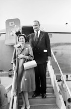 U.S. Vice President Lyndon B. Johnson and U.S. Second Lady Claudia "Lady Bird" Johnson, boarding