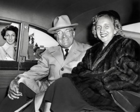 U.S. President Harry S. Truman with daughter Margaret Truman after returning from trip to Key West,