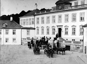 Denmark: the royal families leaving Fredensborg Castle