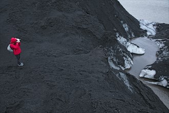Iceland, Sólheimajökull, the glacier covered in volcanic ash