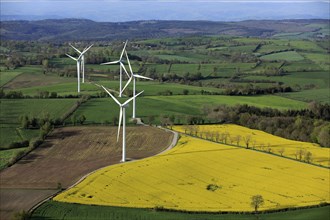 Wind farm on the Aveyron plateaux