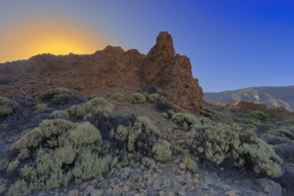 Espagne, Iles Canaries, Tenerife, Parc National Del Teide, la plaine Liano de Ucanca, lever de
