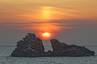 France, Manche (50) Omonville-la-Rogue, la pointe de Jardeheu l'anse ST-Martin au soleil se
