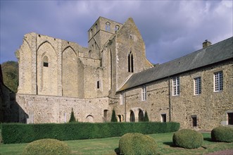 France, Normandie, sud Manche, abbaye d'hambye, vestiges, monument religieux, architecture gothique,