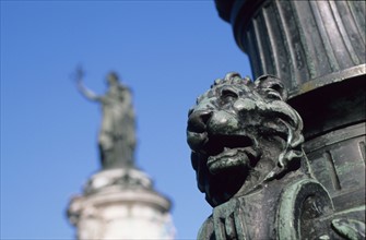 france, Paris 11e, place de la republique, lampadaire, statue republique, Jules dalou,