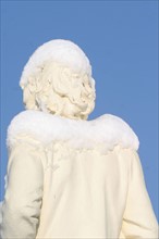 France, Normandie, calvados, cote fleurie, trouville sur mer, 20 centimetres de neige a Trouville (14) en janvier 2006, statue de Gustave Flaubert,