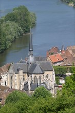 France, Haute Normandie, eure, les andelys, panorama sur la boucle de Seine et les andelys depuis les hauteurs de chateau gaillard, eglise,