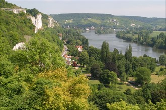 France, Haute Normandie, eure, le thuit, panorama sur le meandre de la Seine des Andelys, vallee, paysage,