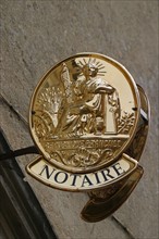 France, Normandie, one, institution, profession liberale, plaque de notaire a belleme, siganlisation, officier ministeriel,