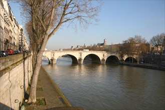 France, Paris, 1e, pont marie, Seine, vue generale, quai d'anjou, ile saint louis,