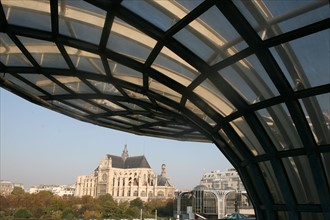 France, Paris 1e, les halles, eglise saint eustache et jardins, detail d'architecture du forum des halles,