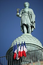 France, Paris 1e, place Vendome, detail colonne vendome, bataille Napoleon, bronze,