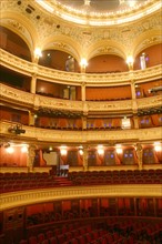 France, Paris 2e, opera comique, salle Favart, place Boieldieu, salle de spectacle, loges et balcons,