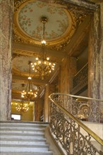 France, Paris 2e, opera comique, salle Favart, place Boieldieu, salle de spectacle, grand escalier d'honneur,