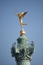 France, Paris 4e, place de la bastille, genie de la colonne de juillet, detail sommet,