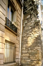 France, Paris 5e, rue clovis, vestiges de la muraille de philippe auguste, archeologie, histoire medievale,