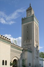 France, Paris 5e, grande mosquee de Paris, depuis la place du puits de l'ermite, edifice religieux, islam,