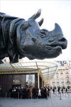 France, Paris 7e, musee d'Orsay, quai Anatole france, statues, sculpture, rhinoceros, esplanade,