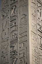 France, Paris 8e, place de la concorde, detail obelisque de louxor, hieroglyphes, champollion