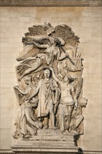 France, Paris 8e, arc de triomphe, place de l'etoile, avenue des champs elysees, place charles de gaulle, bas reliefs de rude sur l'arc de triomphe,