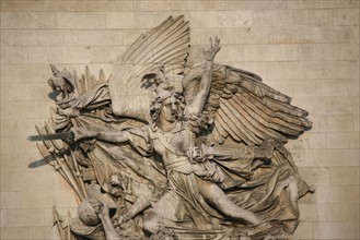 France, Paris 8e, arc de triomphe, place de l'etoile, avenue des champs elysees, place charles de gaulle, bas reliefs de rude sur l'arc de triomphe,