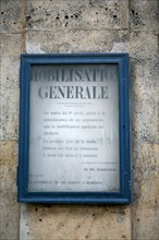 France, Paris 8e, affiche de mobilisation generale, rue royale, histoire,